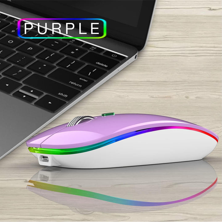 Uiosmuph G12 Maus Kabellos, LED 2.4G Leise Funkmaus Wiederaufladbar Wireless Mousemit Nano USB Empfä