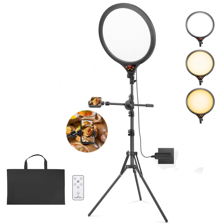 LED Videolicht 35CM, Ringlicht mit Stativ Stufenlose Dimmbare 2700-6500K Digitales Anzeigefeld Handy