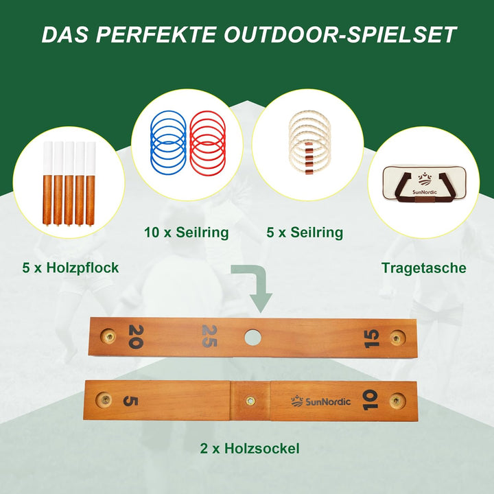 SunNordic Ringwurfspiel-Set aus Holz, Strandspiel für Kinder, Erwachsene und die ganze Familie, inkl