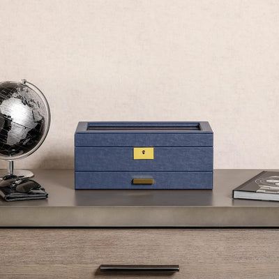 ROTHWELL Uhrenbox aus Leder, 10 Fächer, Luxus-Uhrenetui mit Schublade, abschliessbarer Schmuck-Uhren