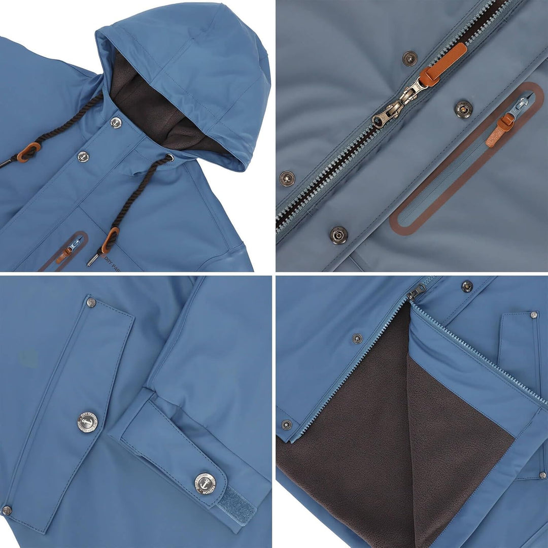 Dry Fashion Herren Regenjacke Bergen - Herrenjacke Regenmantel Männer Jacke Gefüttert Winddicht Wass