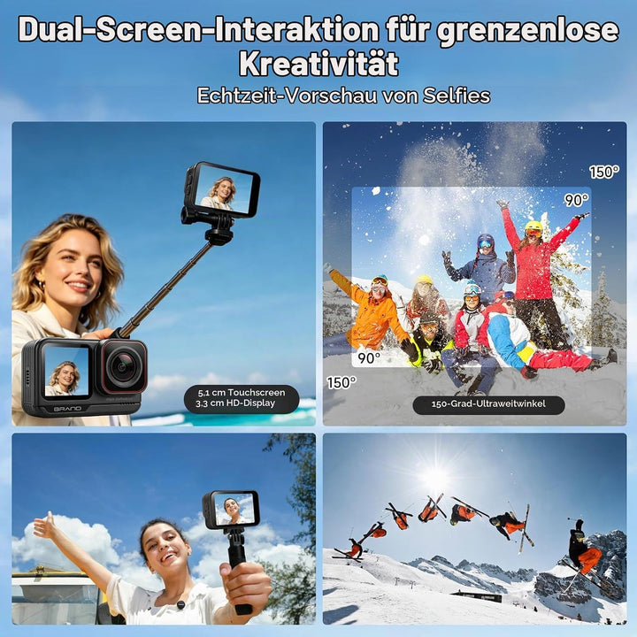 AIKER Action Cam 4k,Pro-Version Action Kamera Mit 5k/30FPS,48MP, Ultra Stabil EIS Bildstabilisierung