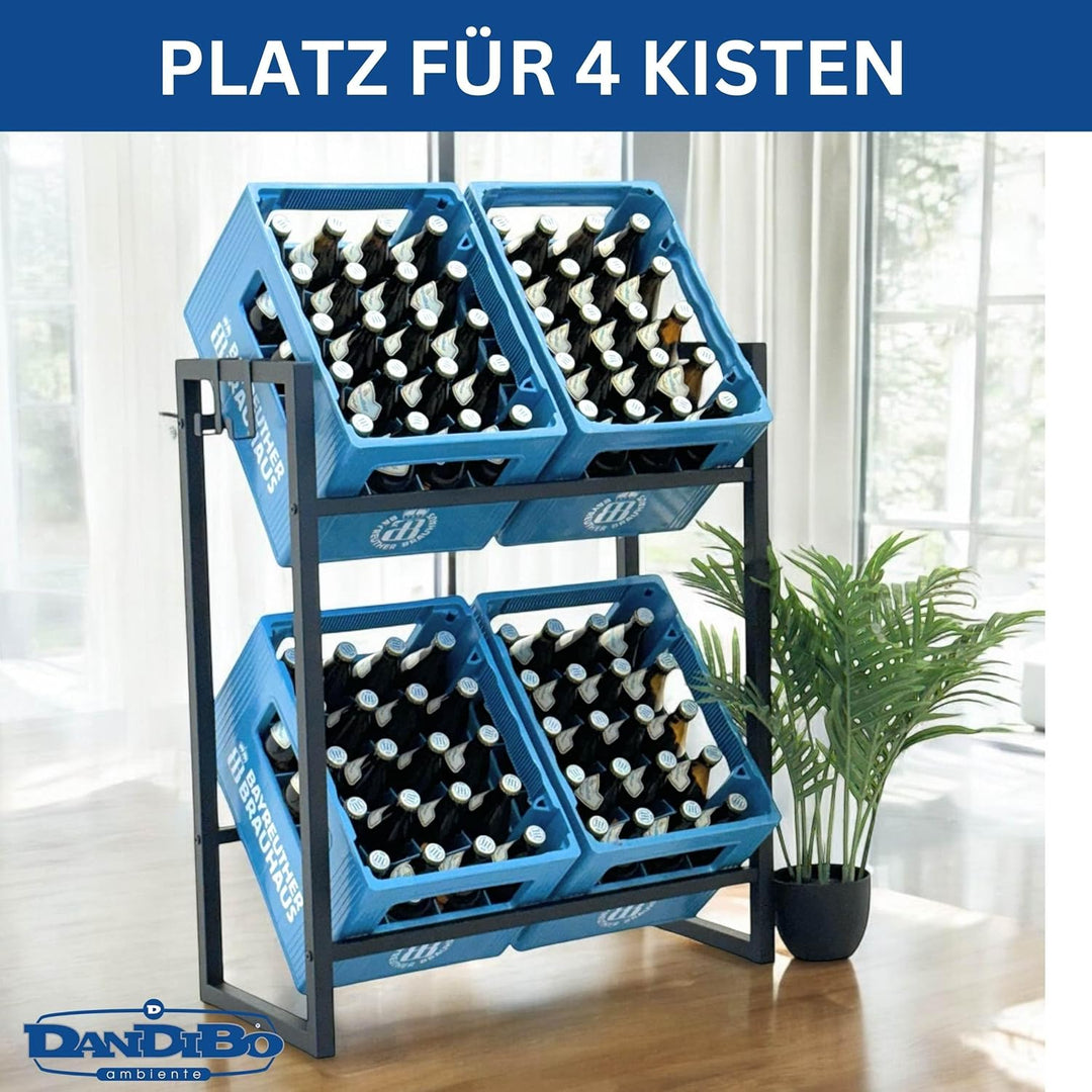 DanDiBo Getränkekistenregal 4 Kisten mit Gitter Haken Metall 96597 Getränkeregal Kistenregal Getränk