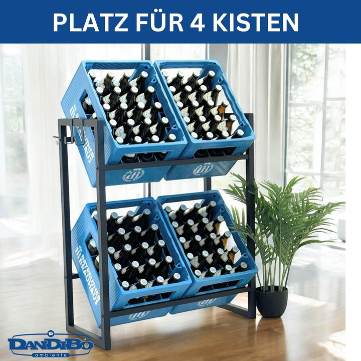 DanDiBo Getränkekistenregal 4 Kisten mit Gitter Haken Metall 96597 Getränkeregal Kistenregal Getränk