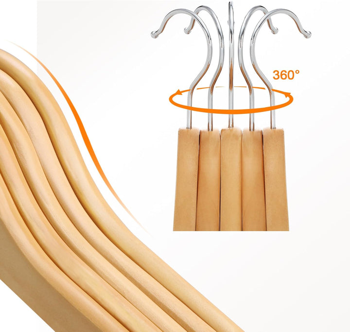 SONGMICS Kleiderbügel, 40er Set, Kleiderbügel Holz, aus Massivholz, Holzbügel mit Einkerbungen, Jack
