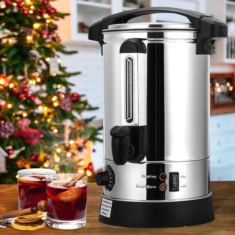 Cecaylie Glühweinkocher, 8L Glühweinkocher mit Zapfhahn Thermostat,1500W Glühweintopf Edelstahl mit