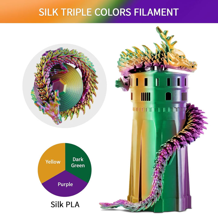 ERYONE Dreifarbiges Seiden PLA Filament 1.75mm,Seidiges Mehrfarbiges PLA-Filament für 3D-Drucker +/-