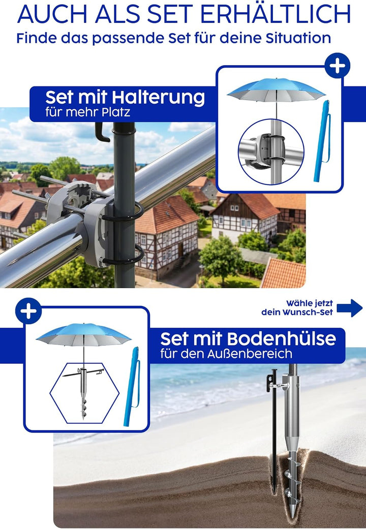 4smile Sonnenschirm Strand Ø 180 cm SunnyJoy, UPF 50+ Strandschirm, Strandschirm windfest stabil, So