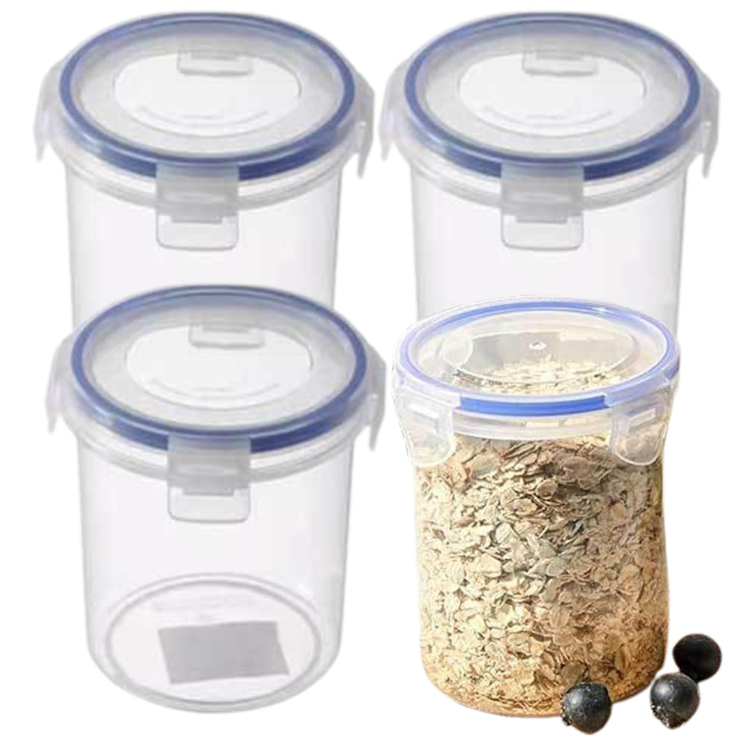 Overnight Oats Jar 4 Stück 16 Unzen durchsichtige Kunststoffbehälter mit Deckel Sichere Joghurtbeche