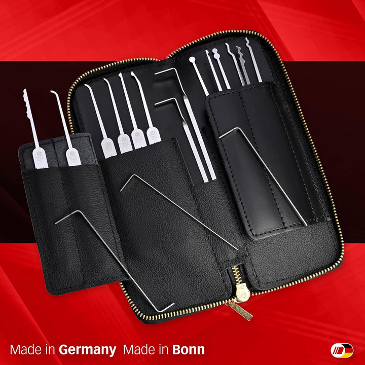 MULTIPICK ELITE 17 Profi Dietrich Set - [17 Teile inkl. Lederetui] Made in Germany - Lockpick Tool,