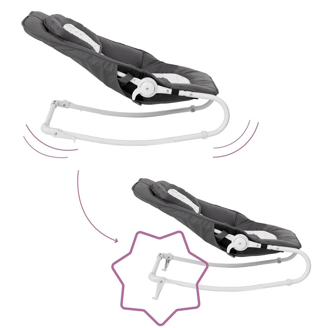 Badabulle Easy Moonlight Babywippe, mit integrierter Kopfstütze, 5-fach verstellbarer Rückenlehne, a