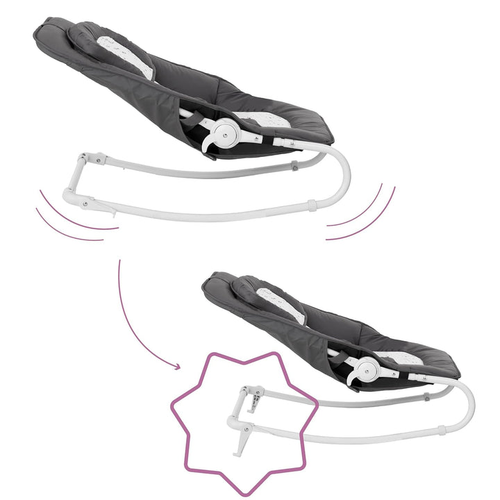 Badabulle Easy Moonlight Babywippe, mit integrierter Kopfstütze, 5-fach verstellbarer Rückenlehne, a