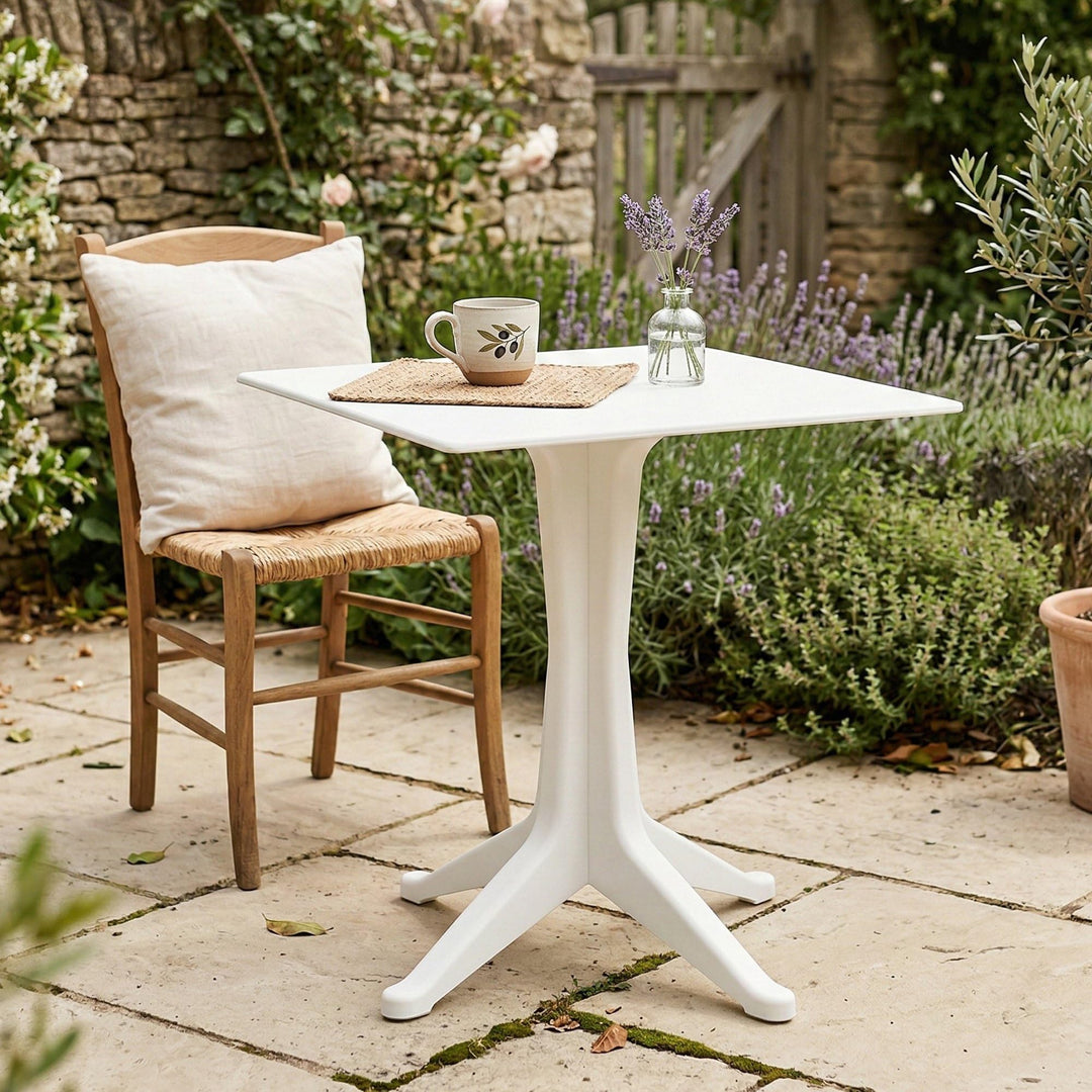 Quadratischer Tisch für draussen und drinnen, Made in Italy, 70x70x72 cm, weisse Farbe