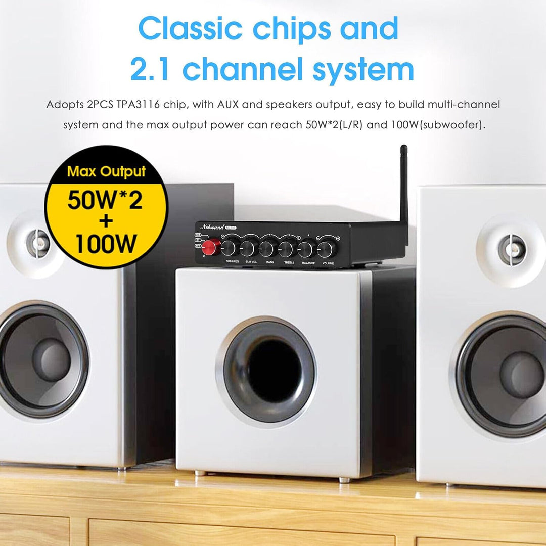 Nobsound NS-14G 2.1 Verstärker, Audio Amplifier, Bluetooth 5.0 HiFi Stereo 200W 2.1-Kanal Subwoofer