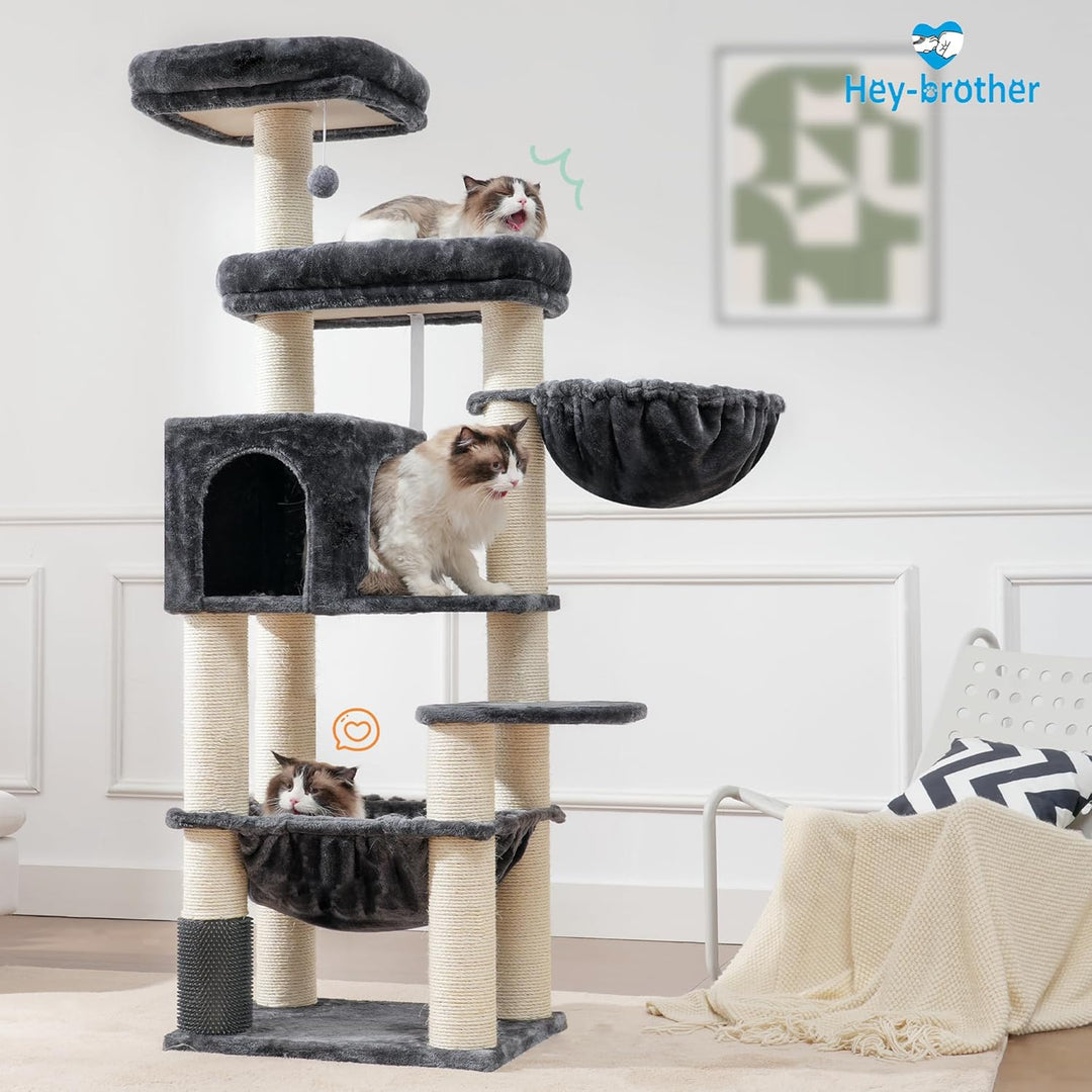 Hey-brother XXL Grosse Kratzbaum für Maine Katze, 168cm Katzenbaum für gross Katzen, mit übergrosser