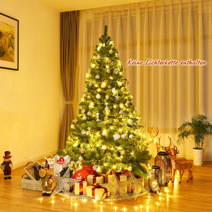 COSTWAY 180cm Künstlicher Weihnachtsbaum, Tannenbaum mit Klappsystem, Christbaum 1000 Spitzen PVC Na