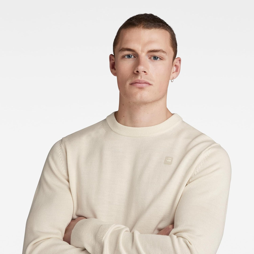 G-Star RAW Herren Premium Core Knitted Pullover Sweater M Beige (Eggnog D21931-b692-g076), M Beige (