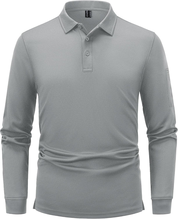 TACVASEN Herren Poloshirt Langarm Golf Tshirts Tactical Shirt Leicht Atmungsaktiv Freizeitshirts mit