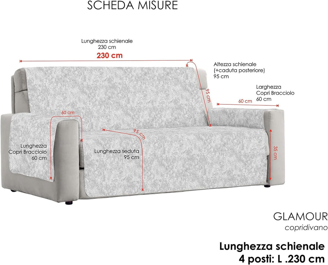 Italian Bed Linen “Glamour” rutschfest Sofa Abdeckung, Braun, 4 Plätze 4 Plätze Braun, 4 Plätze Brau