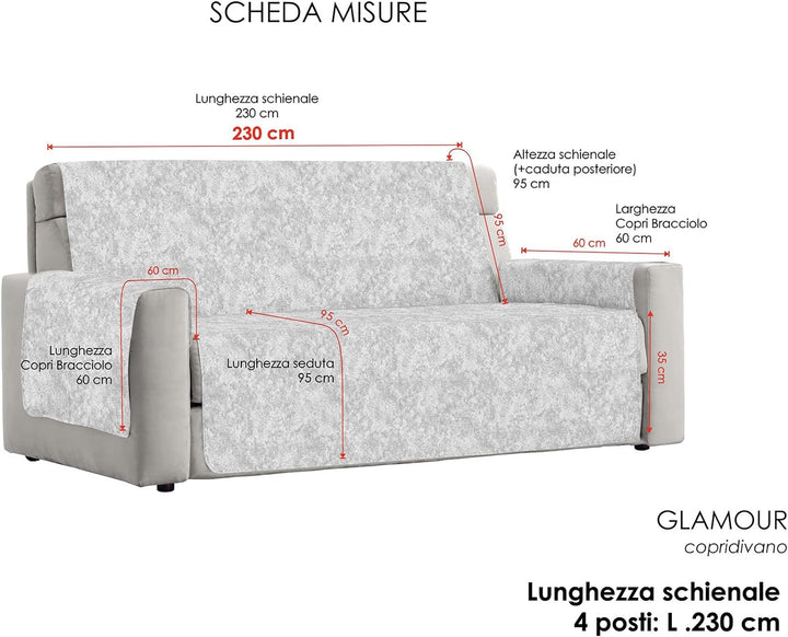 Italian Bed Linen “Glamour” rutschfest Sofa Abdeckung, Braun, 4 Plätze 4 Plätze Braun, 4 Plätze Brau