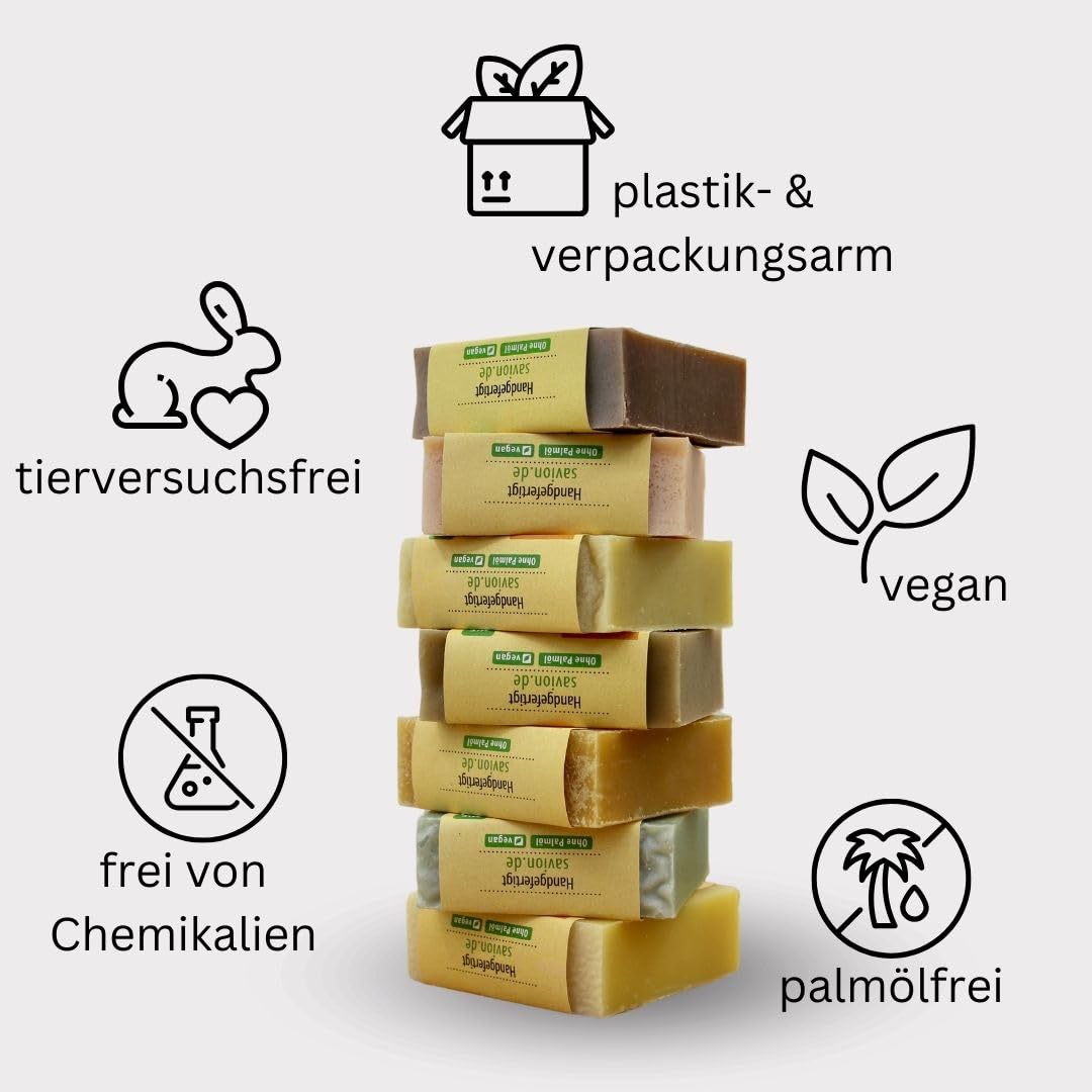 Savion 4+1 Bio Haarseife Aloe Vera, Vegan, Handgemacht, Palmölfrei, Plastikfrei, 5x 85gr 1.42 g (300