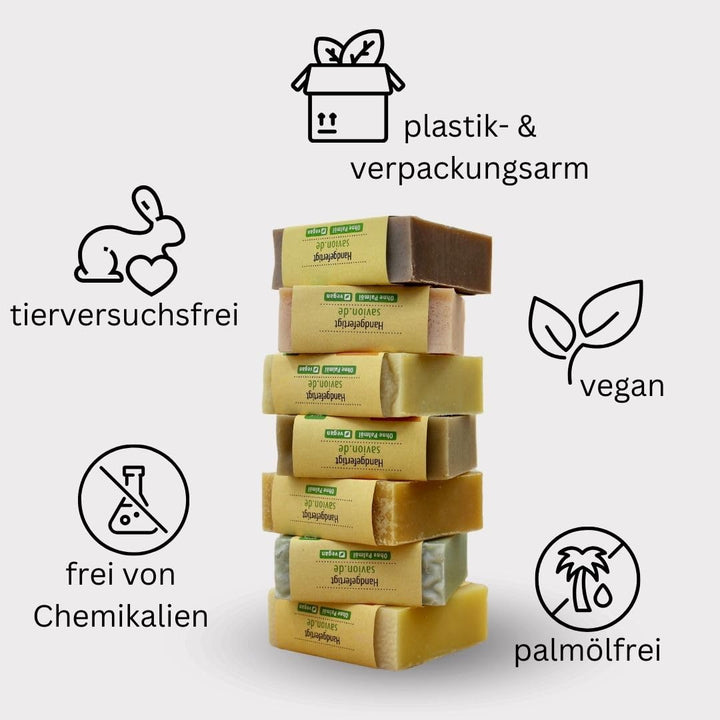 Savion 4+1 Bio Haarseife Melisse, Vegan, Handgemacht, Palmölfrei, Plastikfrei, 5x 85gr 1.42 g (300er