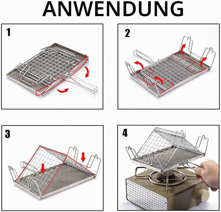 Edelstahl Camping Toaster, Faltbares Grillkorb für Brot, Hitzebeständig,Toast Racks Faltbarem, Mehrz