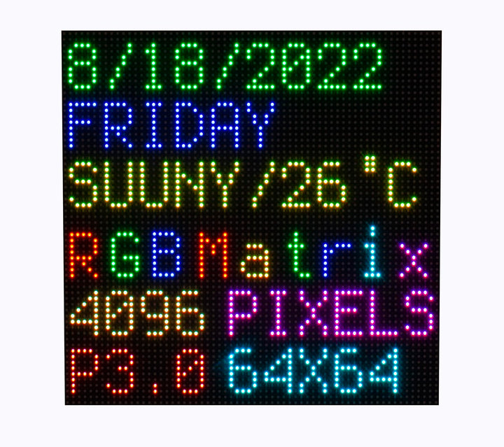 64x64 RGB LED Matrix Panel Full Color for Raspberry Pi/Ardui 192x192 mm 3mm Pitch 4096 LEDs Adjustab