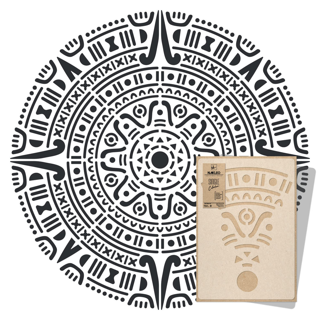 Wiederverwendbare Wandschablone aus Kunststoff // MANDALA AZTECA // Muster Schablone Vorlage (Durchm