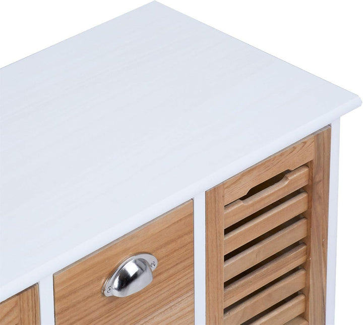 CARO-Möbel Sitzbank TRIENT Garderobenbank Sitztruhe in weiss/Natur mit3 Schubkästen, Vintage Shabby