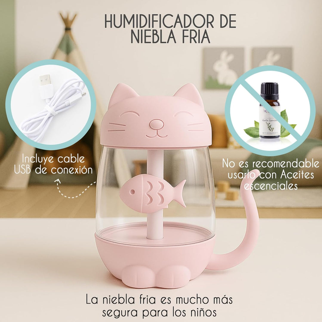 Mini-Luftbefeuchter für Kinder, 350 ml, mit LED-USB-Licht und Mini-Ventilator, leiser kalter Nebel f