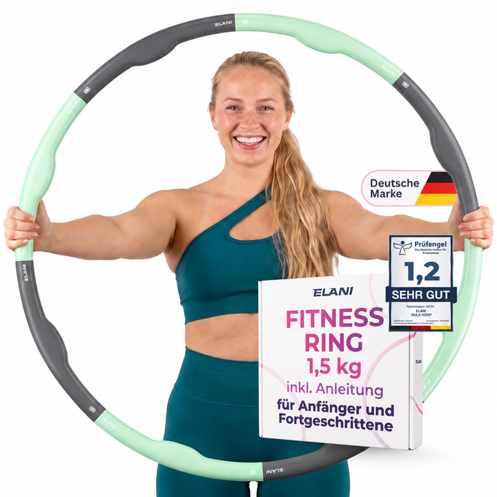 ELANI Hula Hoop Reifen Erwachsene - 90cm Durchmesser, mit Wellenform und Trainingsguide, indiv. anpa