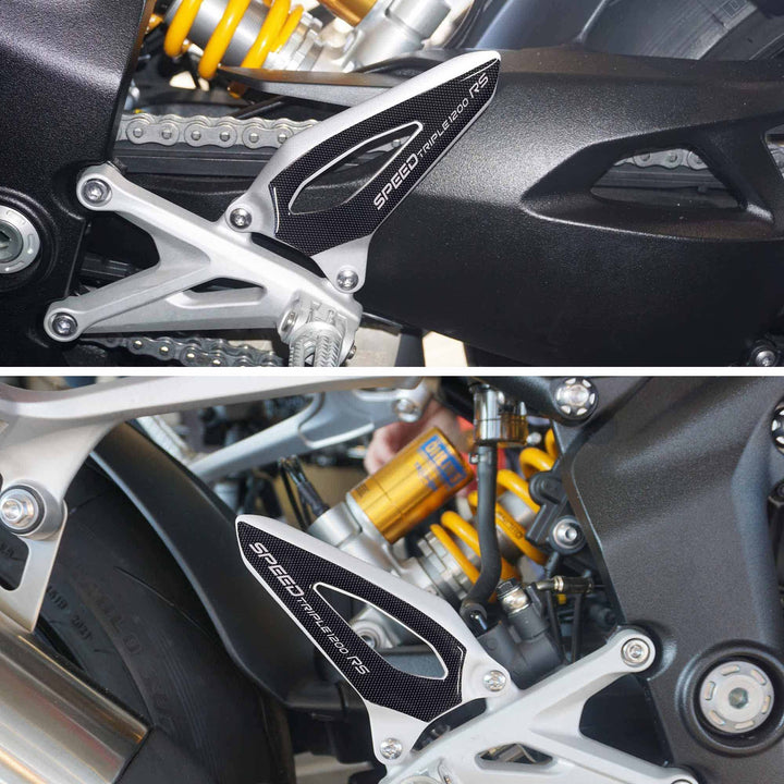 labelbike - 3D Aufkleber Fersenpolster Fussrasten Fussrasten Motorräder kompatibel mit Triumph Speed