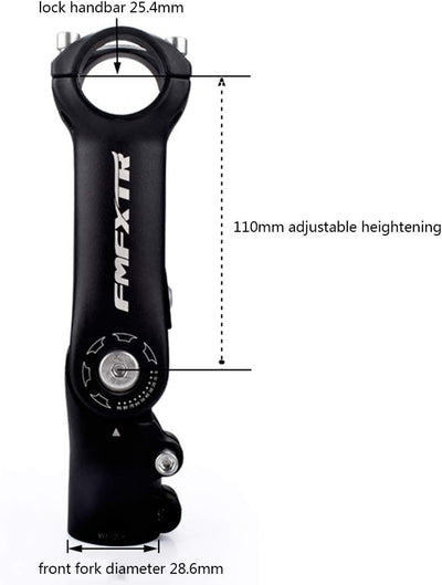 CYSKY Fahrrad Verstellbarer Vorbau 25,4 90mm / 110mm 0-90 ° Grad MTB Vorbau Lenker Vorbau für Mounta