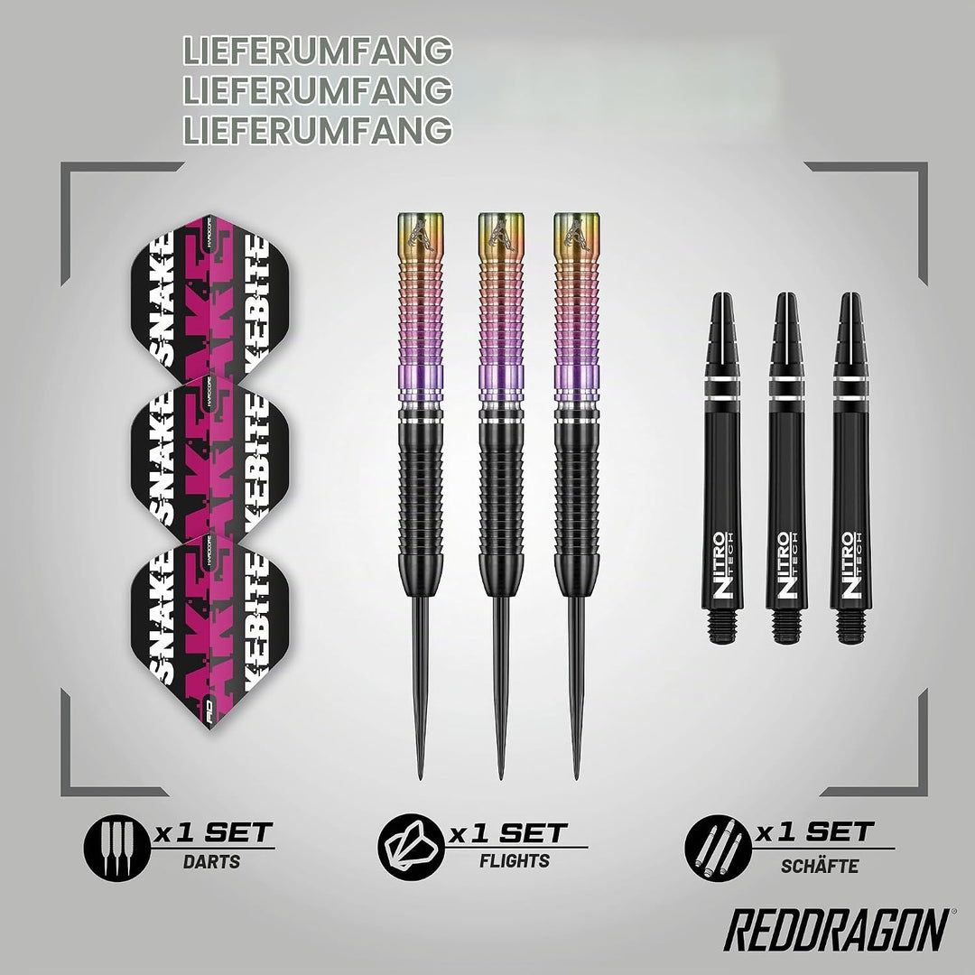 RED DRAGON Snakebite Weltmeister 2020 Auflage Wolframpfeile Einschliesslich Flüge und Stiele 23.0 Gr