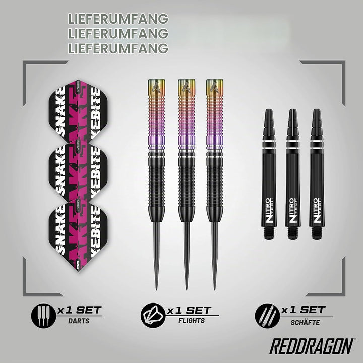 RED DRAGON Snakebite Weltmeister 2020 Auflage Wolframpfeile Einschliesslich Flüge und Stiele 23.0 Gr