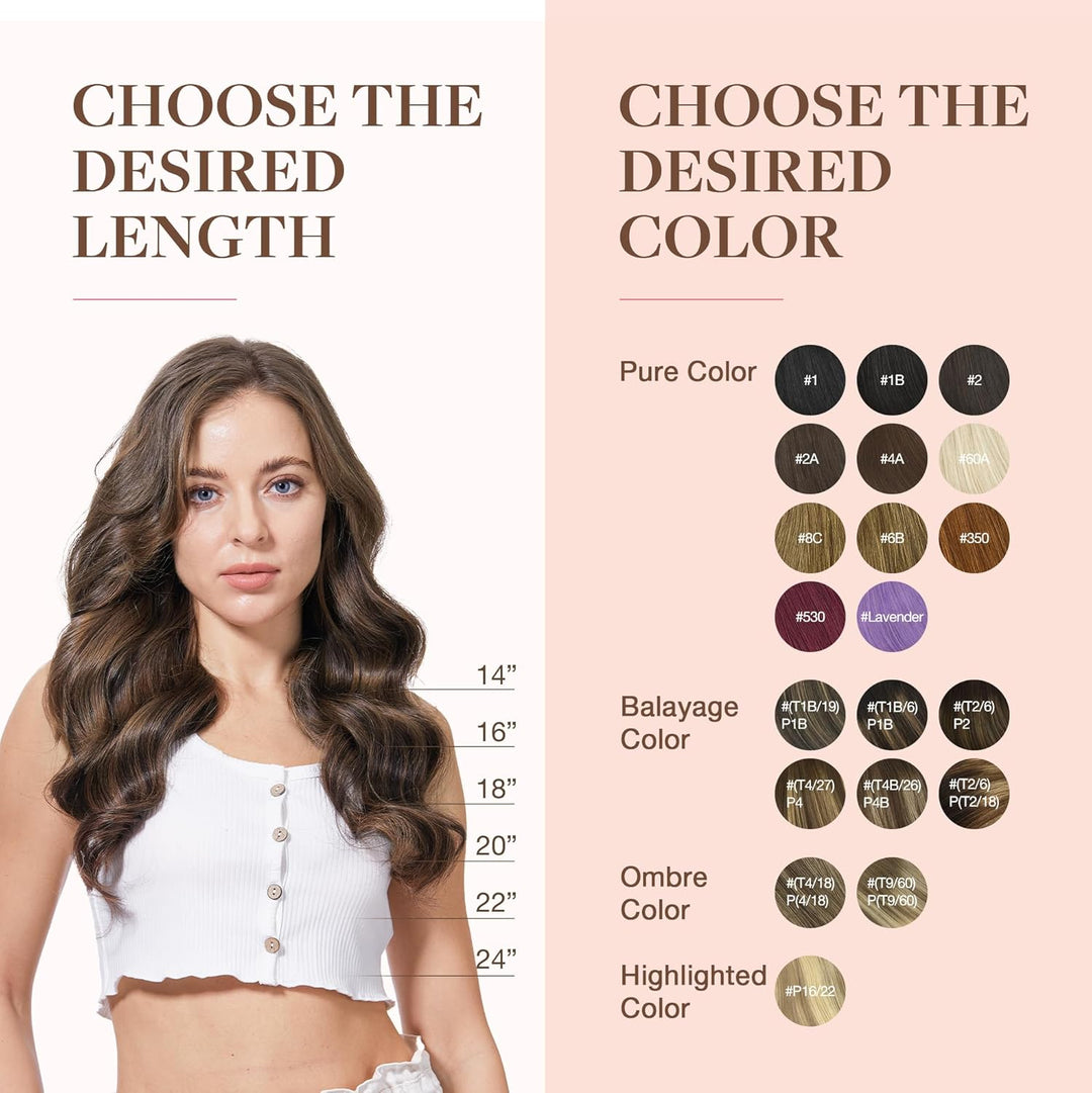 GOO GOO Clip in Extensions Echthaar, Echthaar Extensions Clip, 50cm 120g 7pcs, Extensions Echthaar,