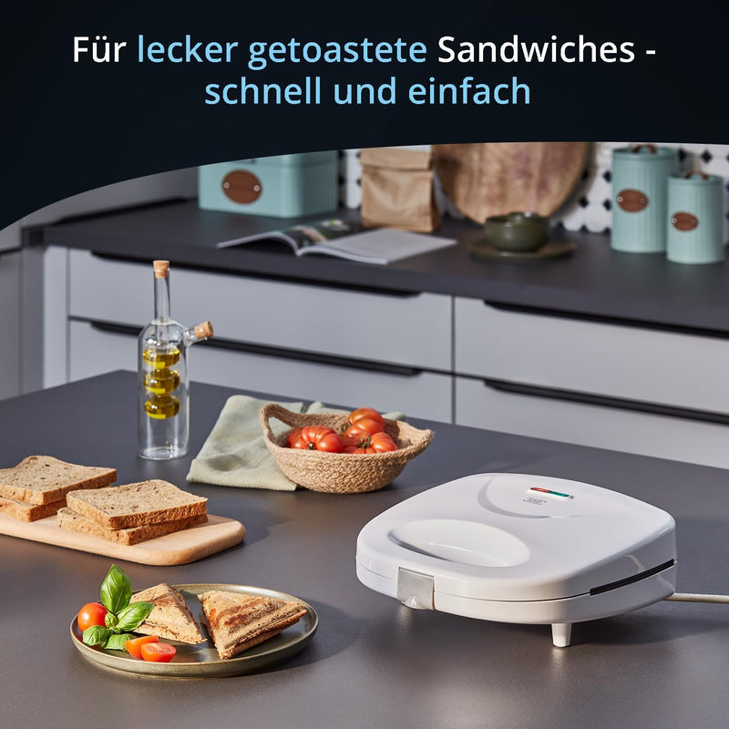 KHG Sandwichmaker weiss Kontaktgrill Toaster 700W mit Antihaftbeschichtung, Verriegelung & Kontrolll