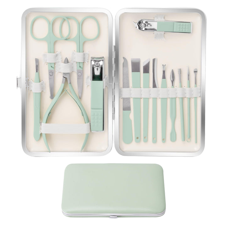 Maniküre Set Nagelknipser-Set für Herren Damen 15-teilig Körperpflege-Werkzeug-Set mit tragbarem Rei