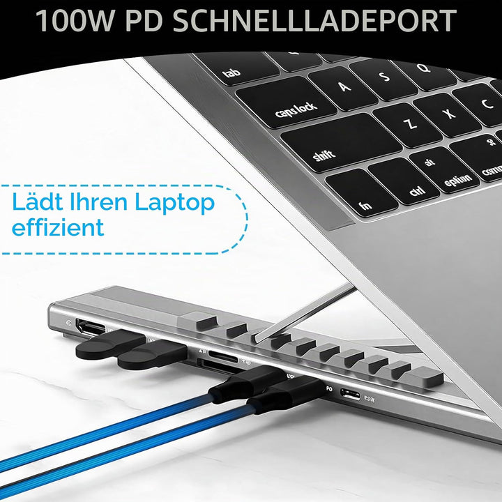 CISSIYOG Laptop Ständer,Höhenverstellbar und Faltbar,Laptop Ständer mit USB C 7in1 Dockingstation, H