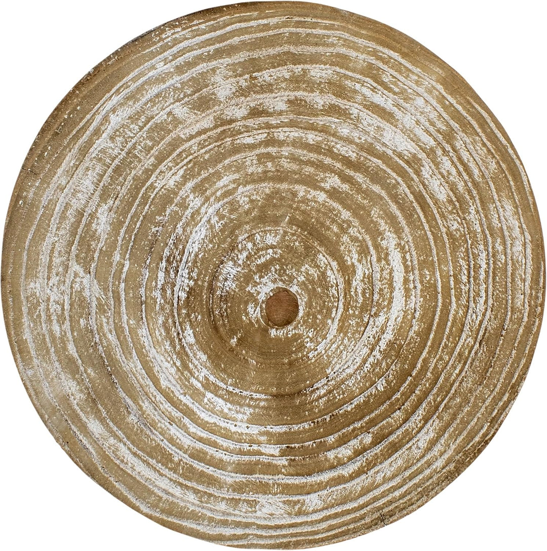 Spetebo Holz Blumenhocker mit 3 Beinen White Washed - Ø 35 cm - Massivholz Deko Hocker rund Shabby C