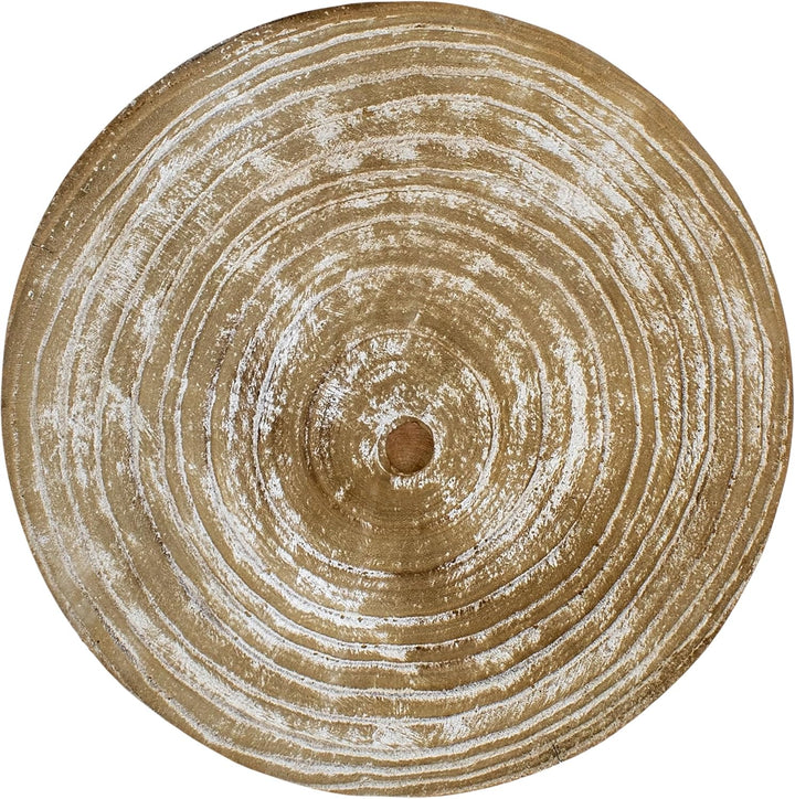 Spetebo Holz Blumenhocker mit 3 Beinen White Washed - Ø 35 cm - Massivholz Deko Hocker rund Shabby C