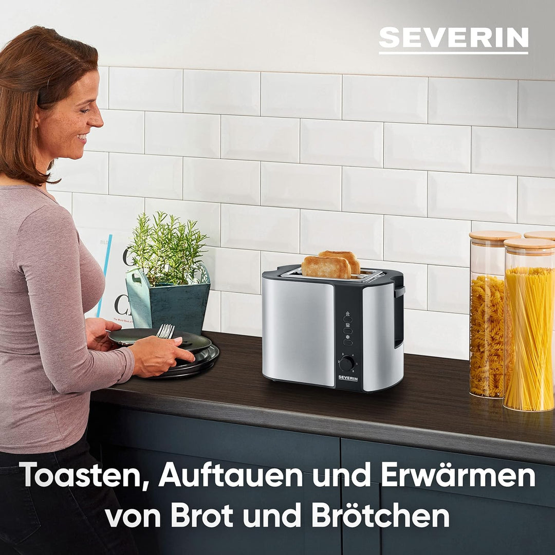 SEVERIN Automatik-Toaster, Toaster mit Brötchenaufsatz, hochwertiger Edelstahl Toaster zum Toasten,