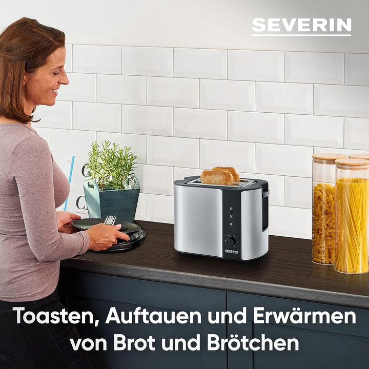 SEVERIN Automatik-Toaster, Toaster mit Brötchenaufsatz, hochwertiger Edelstahl Toaster zum Toasten,