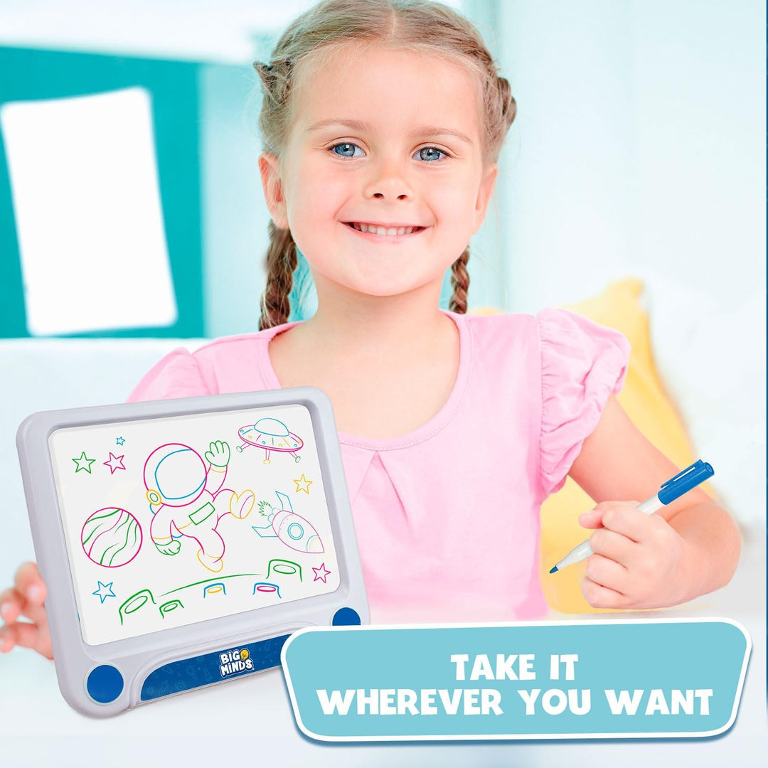 Big Minds - Magische LED-Tafel | Schreibtafel Kinder 3 in 1 LED Maltafel Kinder | Schreibtafel mit L