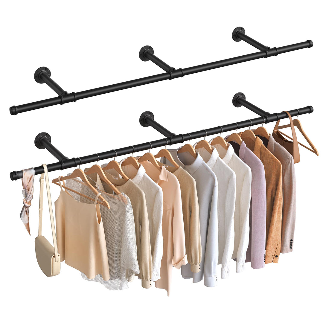 SONGMICS Kleiderstange für die Wand, 2er Set, Kleiderständer Wandmontage, Industrie-Design, platzspa