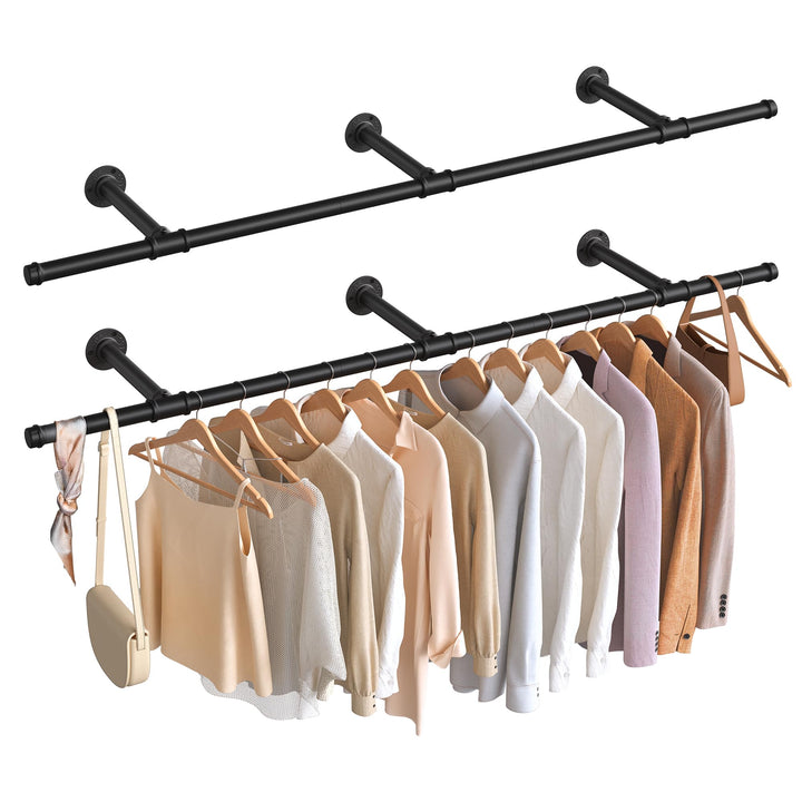 SONGMICS Kleiderstange für die Wand, 2er Set, Kleiderständer Wandmontage, Industrie-Design, platzspa