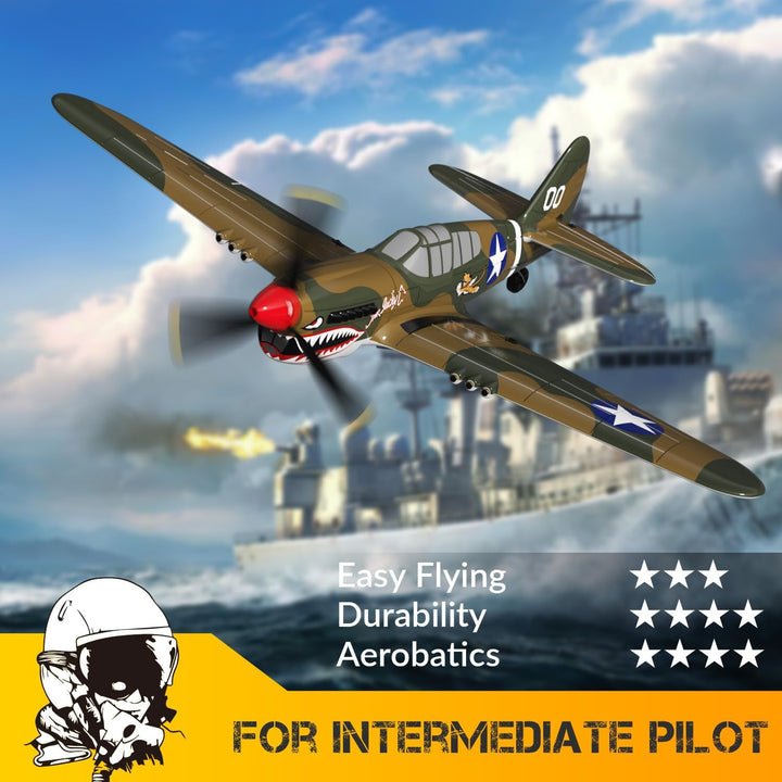 VOLANTEXRC RC Flugzeug P40, RC Plane 2,4 GHz ferngesteuertes Flugzeug RTF mit 2 Batterien, 6 Achsen