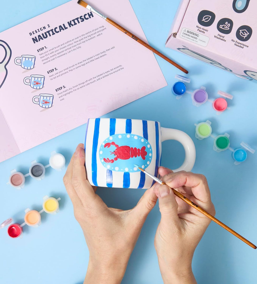 Pott'd Paintables Tassen zum Bemalen Set für Erwachsene, Tassenmalset zum Selbermachen für Anfänger.