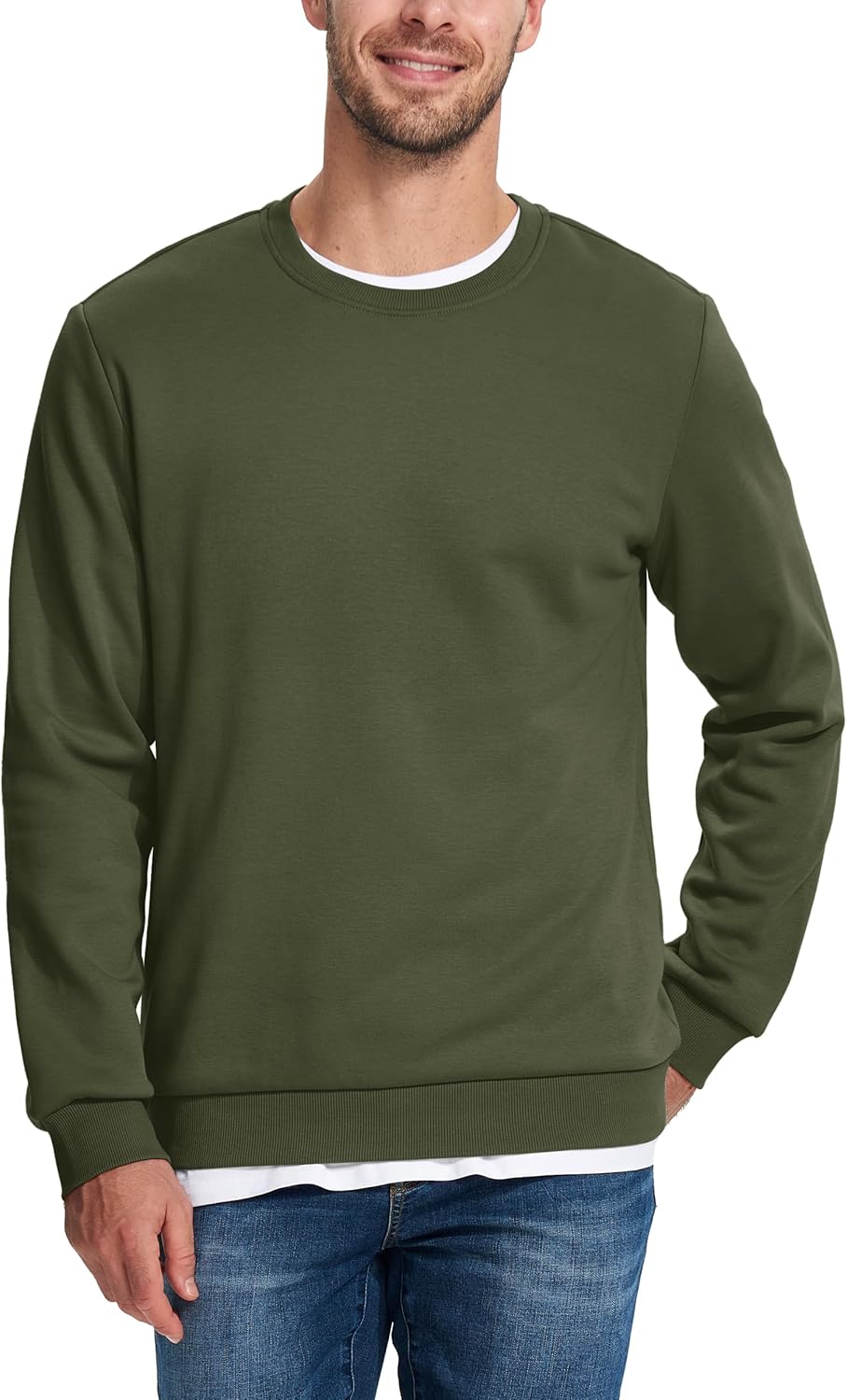TACVASEN Fleecepullover Herren Sweatshirt Gefüttert Winter Warme Sport Langarmshirt Rundhals Outdoor